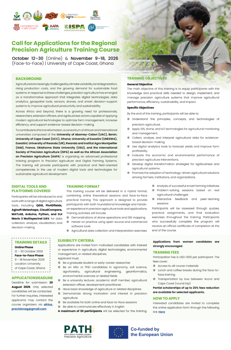 Call for Applications for the Regional Precision Agriculture Training Course